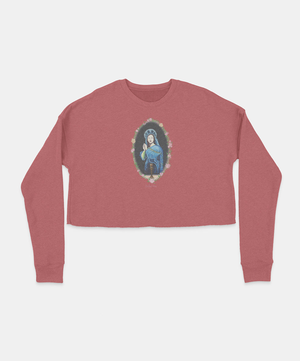 Sweatshirt Cropped Mulher "A Virgem e o Vinho Santo"